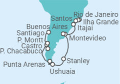 Itinerario del Crucero Desde Río de Janeiro (Brasil) a Santiago de Chile - Oceania Cruises