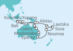 Itinerario del Crucero Australia, Indonesia, Vanuatu, Fiji, Nueva Caledonia - Oceania Cruises