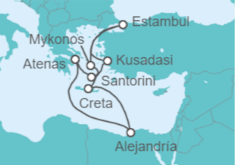 Itinerario del Crucero Santorini, Mikonos y Estambul 2025 - NCL Norwegian Cruise Line