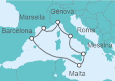 Itinerario del Crucero Perlas del Mediterráneo TI 2025 - MSC Cruceros