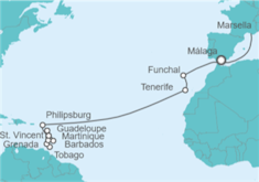 Itinerario del Crucero Desde Marsella (Francia) a Guadalupe (Pointe-à-Pitre) - Costa Cruceros