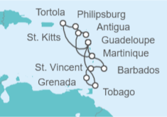 Itinerario del Crucero Islas Vírgenes - Reino Unido, Saint Maarten, Antigua Y Barbuda, Martinica, Guadalupe, Barbados - Costa Cruceros