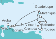 Itinerario del Crucero Aruba, Curaçao, Martinica, Guadalupe, Barbados - Costa Cruceros