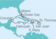 Itinerario del Crucero Puerto Rico, Islas Vírgenes - EEUU, Estados Unidos (EE.UU.), Jamaica, Islas Caimán, México - MSC Cruceros
