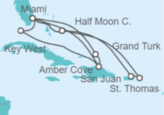 Itinerario del Crucero Caribe Tropical y Oriental - Holland America Line