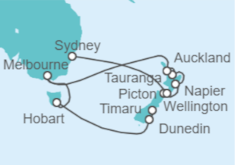 Itinerario del Crucero Australia y Nueva Zelanda - Holland America Line