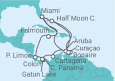 Itinerario del Crucero Curaçao, Colombia, Panamá, Costa Rica, Jamaica, Estados Unidos (EE.UU.), Aruba - Holland America Line