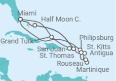 Itinerario del Crucero Saint Maarten, Antigua Y Barbuda, Martinica, Islas Vírgenes - EEUU, Estados Unidos (EE.UU.), Baha... - Holland America Line