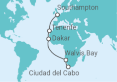 Itinerario del Crucero Namibia, España - Cunard