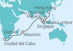 Itinerario del Crucero  Hong Kong a Ciudad del Cabo - Cunard