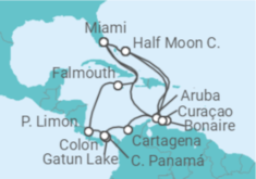 Itinerario del Crucero Curaçao, Aruba, Estados Unidos (EE.UU.), Colombia, Panamá, Costa Rica, Jamaica - Holland America Line