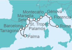 Itinerario del Crucero Mediterráneo Occidental - Silversea