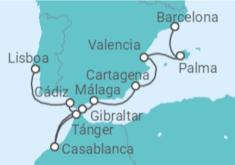 Itinerario del Crucero España y Marruecos - Silversea