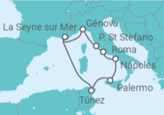 Itinerario del Crucero Italia, Túnez y Francia  - Silversea