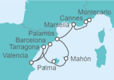 Itinerario del Crucero España y Francia - Silversea