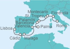 Itinerario del Crucero De Lisboa a Roma - Silversea