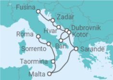 Itinerario del Crucero Croacia, Malta, Italia - Silversea