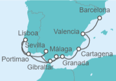 Itinerario del Crucero España y Portugal - Silversea