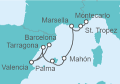 Itinerario del Crucero Francia y España - Silversea