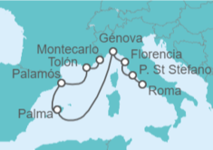 Itinerario del Crucero Francia, España e Italia - Silversea