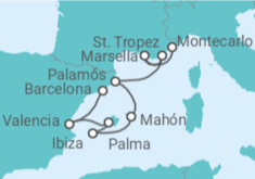 Itinerario del Crucero Mediterráneo Occidental - Silversea