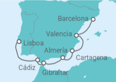 Itinerario del Crucero De Barcelona a Lisboa - Silversea