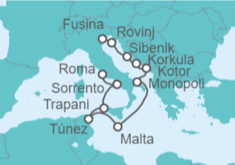 Itinerario del Crucero Italia, Croacia y Túnez - Silversea