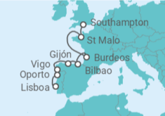 Itinerario del Crucero Francia, España y Portugal - Silversea