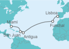 Itinerario del Crucero De Lisboa a Miami  - Silversea