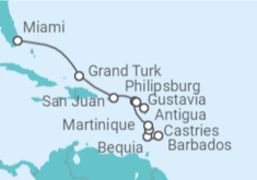 Itinerario del Crucero Caribe Oriental  - Silversea