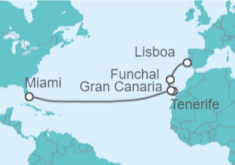 Itinerario del Crucero De Lisboa a Miami  - Silversea