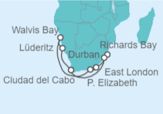 Itinerario del Crucero Namibia, Sudáfrica - Silversea