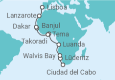 Itinerario del Crucero Vuelta al Mundo 2025: Desde Cape Town (Sur África) a Lisboa - Silversea