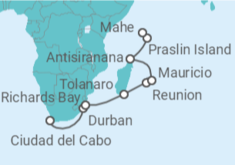 Itinerario del Crucero Sudáfrica, Isla Reunión y Mauricio - Silversea