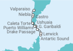 Itinerario del Crucero Desde Puerto Williams (Chile) a Valparaíso (Chile) - Silversea