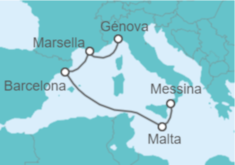 Itinerario del Crucero Italia, Malta, España, Francia - MSC Cruceros