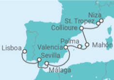 Itinerario del Crucero De Niza a Lisboa - Silversea
