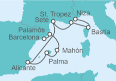 Itinerario del Crucero Francia, España  - Silversea