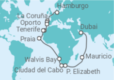 Itinerario del Crucero De Hamburgo a Dubái - AIDA