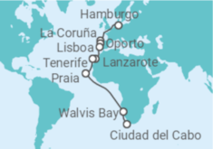 Itinerario del Crucero De Hamburgo a Ciudad del Cabo - AIDA