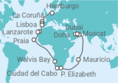 Itinerario del Crucero De Hamburgo a Dubái - AIDA