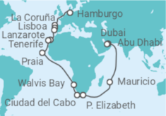 Itinerario del Crucero De Hamburgo a Abu Dhabi  - AIDA