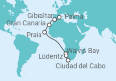 Itinerario del Crucero De Palma de Mallorca a Ciudad del Cabo - AIDA