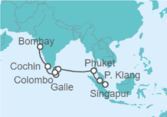 Itinerario del Crucero Vuelta al Mundo 2026: De Singapur a Bombay  - Silversea