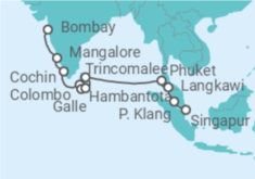 Itinerario del Crucero De Bombay a Singapur - Silversea