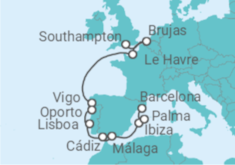 Itinerario del Crucero Desde Southampton (Londres) a Barcelona - NCL Norwegian Cruise Line