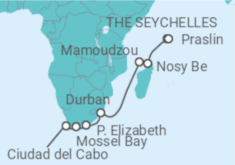 Itinerario del Crucero Madagascar, Sudáfrica - Seabourn