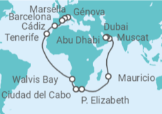 Itinerario del Crucero Desde Génova a Abu Dhabi - Costa Cruceros