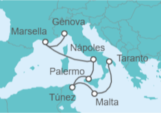 Itinerario del Crucero Malta, Túnez, Italia y Francia - Costa Cruceros