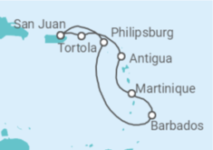 Itinerario del Crucero Antigua, Martinica, Barbados y Más - Virgin Voyages